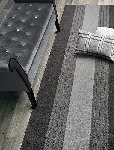3 Ft Grey Entryway Kitchen Bath Rug Mat, Non Slip Washable, Soft - color: Anthracite Lines, size: 2'2" x 3' (Rectangular)