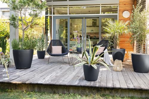 Classico Color 28 Slate, Self-Watering Round Planter, D11 H10.2 in - color: Slate Matte, style: 28