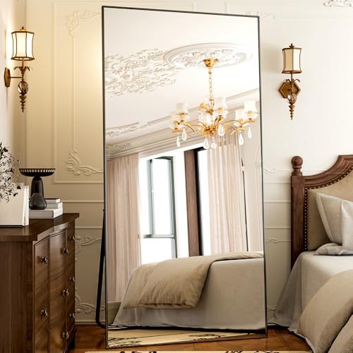 GLSLAND 77" x 38" Oversized Full Length Mirror, Large Floor Mirror - color: Black, size: 77"L x 38"W