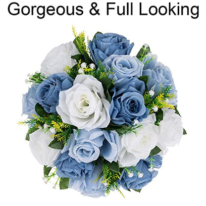 Flower Centerpieces Wedding Tables: Dusty Blue & White, 2 Packs - color: Dusty Blue & White