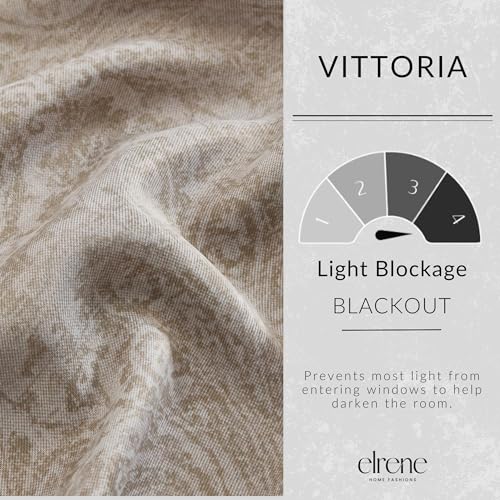 Threadmade Vittoria Paisley Printed Blackout Curtain Panel, Natural - 52" W x 84" L - color: Natural, size: 52"W x 84"L (Pack of 1)