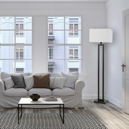 Globe Electric 58" Matte Black Floor Lamp with White Linen Shade - color: Matte Black, D'Alessio