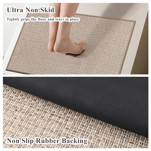 Ileading Non Slip Kitchen Rug, Waterproof Anti Fatigue Cushioned Floor Mat for Kitchen, Durable Entryway Doormat, Dirt Resistant Small Runner Rug with Rubber Backing 23"x35.5" - color: Beige&coffee, size: 23"x35.5"