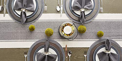 DII Dobby Stripe Table Runner, 13x72, Mineral Gray & Cream Background - color: Mineral Gray, size: 13x72"