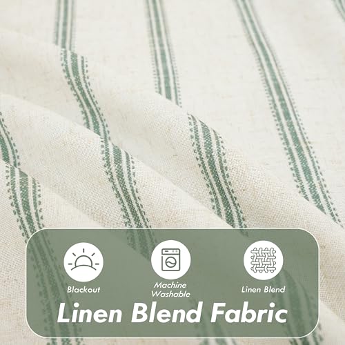 DriftAway Farmhouse Stripe Blackout Curtains, Grommet, W52xL54, Loden Green - color: G Loden Green Stripe, size: 52"W x 54"L (Pack of 2)