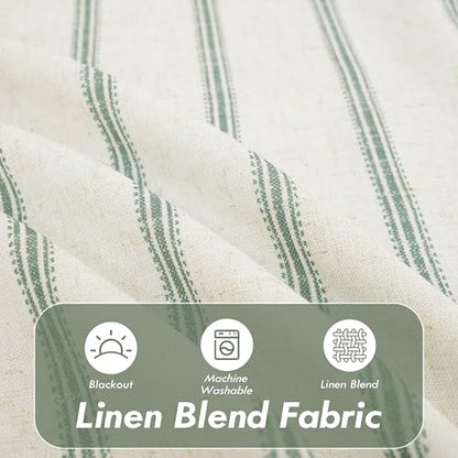 DriftAway Farmhouse Stripe Blackout Curtains, Grommet, W52xL54, Loden Green - color: G Loden Green Stripe, size: 52"W x 54"L (Pack of 2)