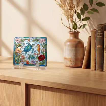 6 Pcs Small Acrylic Adjustable Glass Display Stand Adjustable Glass Display Stands for Aartwork Stained Ceramic Tiles Plaques for Picture Collectibles Office Trade Show Home