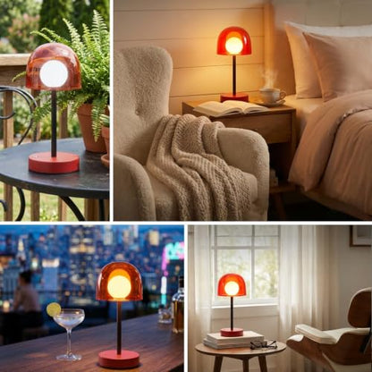 Cordless Table Lamp, Rechargeable Battery Operated Touch Control, Red - color: Red