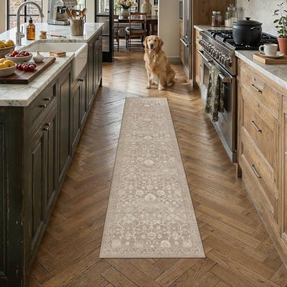 HUGEAR 2x8 Beige Neutral Runner Rugs Washable Rug Carpet - color: Beige, size: 2' x 8' (Runner)