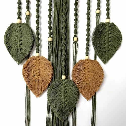 Large Tree of Life Dream Catchers, Macrame Wall Hanging, Boho Woven Tapestry, Macrame Wall Decor Art for Adults Boys Girls Bedroom Wedding Party, Festival Blessing Gift (Green & Brown)