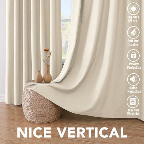 H.VERSAILTEX 100% Blackout Linen Curtains 54" L 2 Panels Bleached Sand - color: Bleached Sand, size: 42"W x 54"L (Pack of 2)