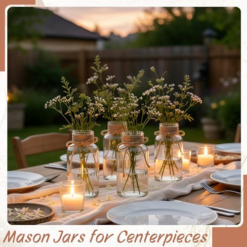 12 Pack Mason Jar Vases for Centerpieces, Clear Glass Flower Vase - color: Transparent