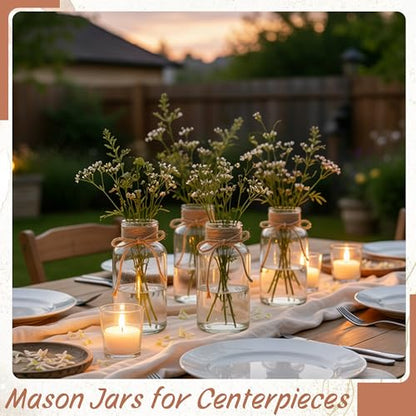 12 Pack Mason Jar Vases for Centerpieces, Clear Glass Flower Vase - color: Transparent