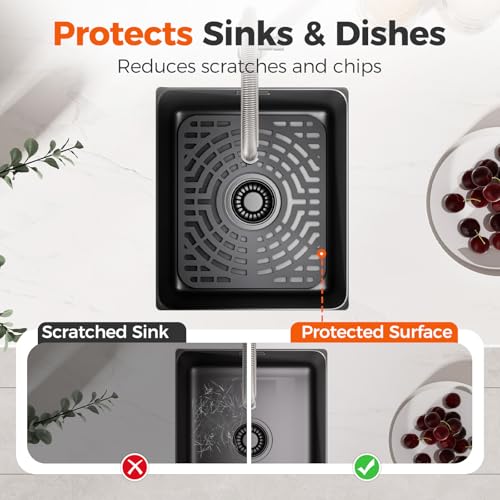 Snuggery Silicone Sink Protector for Kitchen Sink, 12"x14" Center Drain - size: 12x14 center