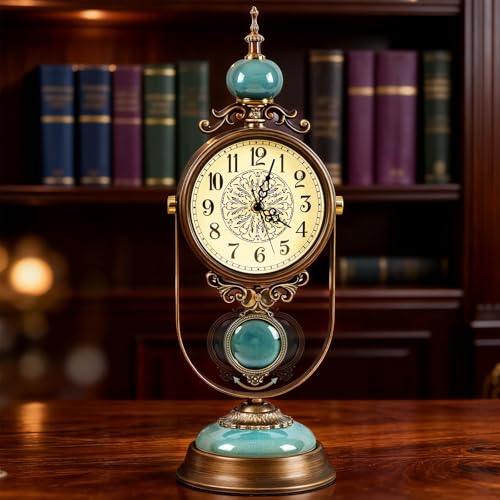 Large Mantel Clock for Fireplace, Vintage Table Clock, 19.3 inch