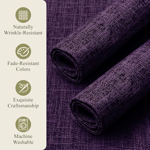 KXN Placemats Set of 4, Durable Dual-Layer Fabric Table Mats, Purple - color: Purple