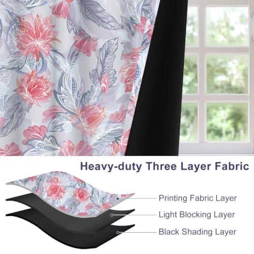 Blackout Boho Floral Curtains for Bedroom Living Room, 52Wx84L - color: Abstract Floral