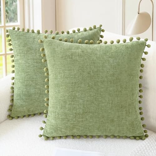 CaliTime Decorative Couch Throw Pillow Covers 16 X 16 Inches Sage - color: Sage, size: 16" x 16" (Pack of 2)