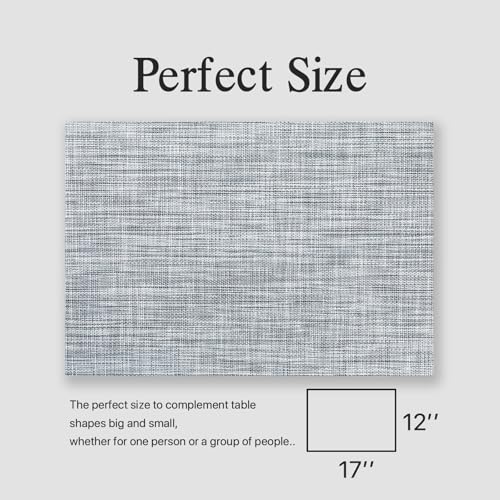 Placemats Set of 4 - Easy Clean Woven Vinyl Placemats for Dining Table, Indoor/Outdoor Place Mats, Washable PVC Table Mats（Gray） - color: A-gray