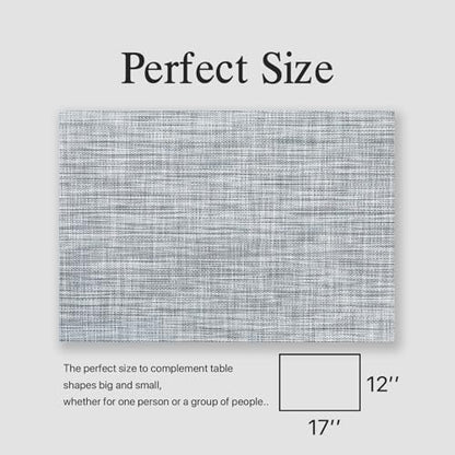 Placemats Set of 4 - Easy Clean Woven Vinyl Placemats for Dining Table, Indoor/Outdoor Place Mats, Washable PVC Table Mats（Gray） - color: A-gray