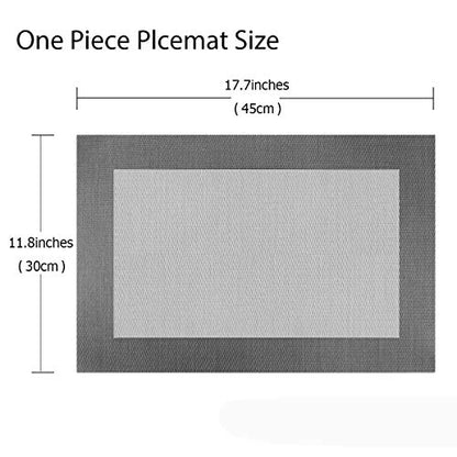 PIGCHCY Placemats Vinyl Washable Table Mats Elegant Non-Slip Placemats for Dinner Table Set of 4 (Silver) - color: Box2: Deep Silver, size: 4 Placemats