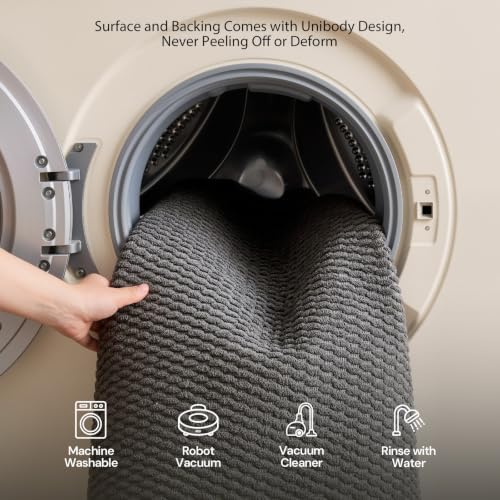 Sunfly 2x3 Entryway Rug with Non Slip Rubber Backing Dark Grey - color: Dark Grey, size: 2' x 3' (Rectangular)