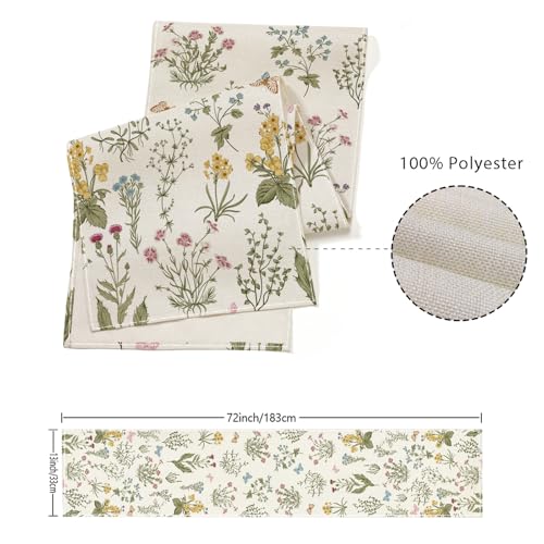 ONFAON Spring Decorations for Home,Spring Table Runner 13x72 Inch Wildflowers Floral,Seasonal Summer Home Kitchen Dining Room Table Decorations - size: Spring01