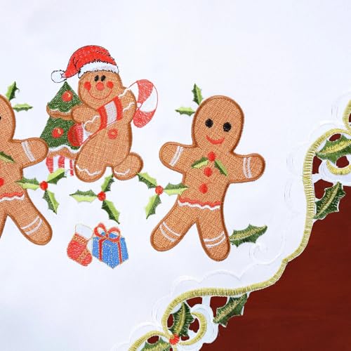 Simhomsen Embroidered Gingerbread Kitchen Window Curtain Swag and Tiers Set for Christmas Holidays (Gingerbread) - color: Gingerbread