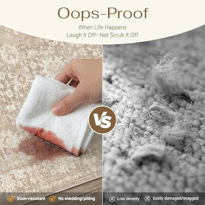 HUGEAR 8x10 Beige Retro Distressed Washable Area Rug for Living Room - color: A| Beige, size: 8' x 10' (Rectangular)
