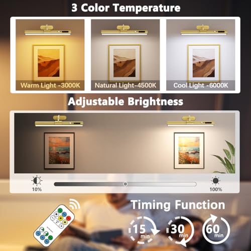 Hapfish Motion Sensor Battery Operated Wall Sconce,Wireless Picture Lights - color: Motion Sensor Gold