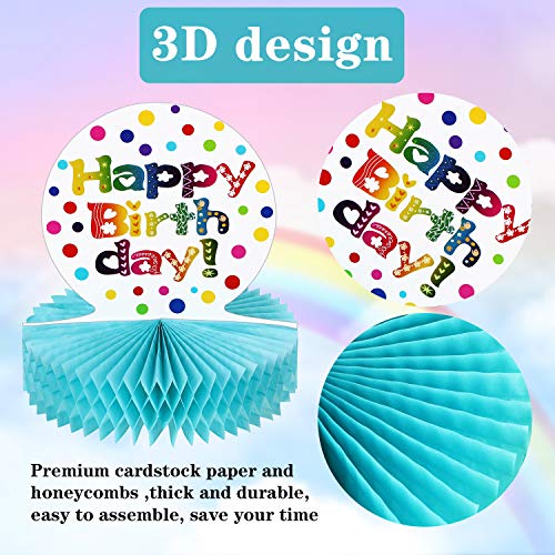 Rainbow Birthday Honeycomb Centerpiece for Table Decorations, 2 Pack