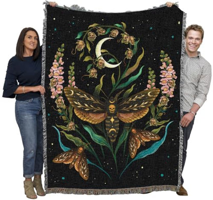 Pure Country Weavers Death Head Blanket by Episodic Drawing- Fantasy Gift Tapestry Throw Woven from Cotton - Made in The USA (72x54) - color: Death Head, size: 72x54