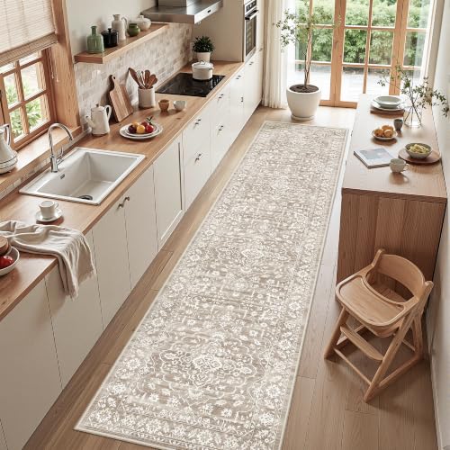 Soalmost Runner Rug Non-Slip for Hallway 2.5x10, Washable Soft Kitchen Rug - color: Light Brown, size: 2'6" x 10' (Runner)