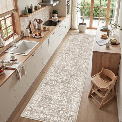 Soalmost Runner Rug Non-Slip for Hallway 2.5x10, Washable Soft Kitchen Rug - color: Light Brown, size: 2'6" x 10' (Runner)