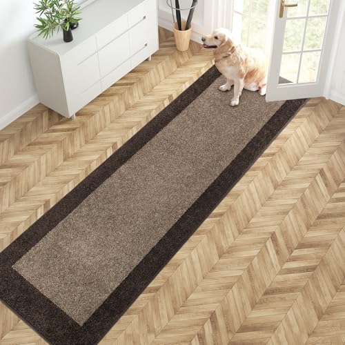 PURRUGS Hallway Runner Rug, 24" x 96", Grayish Brown & Coffee - color: Grayish Brown & Coffee, size: 24" X 96"