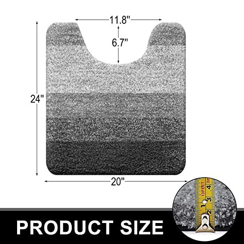 OLANLY Luxury Toilet Rugs U-Shaped 24x20, Soft Absorbent Microfiber Mat - color: Grey, size: 24" X 20" Contour Rug