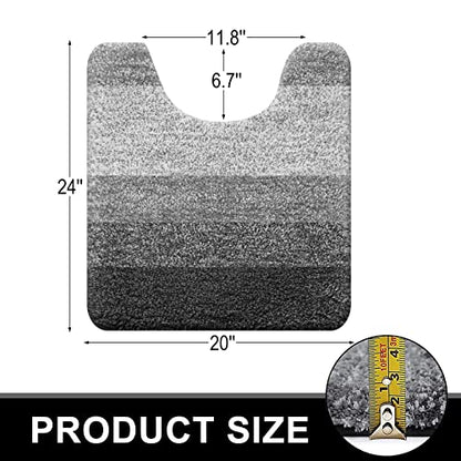 OLANLY Luxury Toilet Rugs U-Shaped 24x20, Soft Absorbent Microfiber Mat - color: Grey, size: 24" X 20" Contour Rug