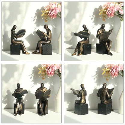 Lukitas Readers Decorative Bookends Heavy Duty Non-Slip, Bronze, Resin 8'' - color: Newspaper Reader