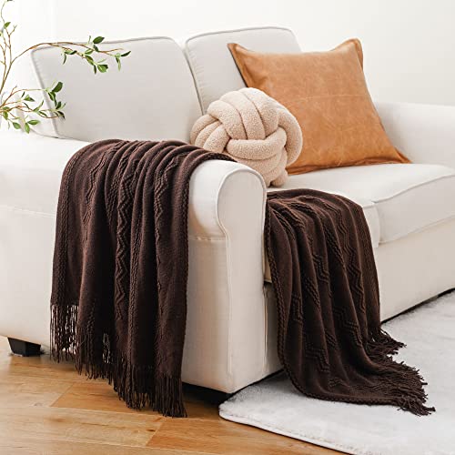BATTILO HOME Brown Throw Blanket for Couch, 50"x60" - color: Brown Wavy, size: 50 x 60 in.