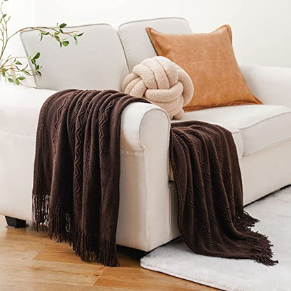 BATTILO HOME Brown Throw Blanket for Couch, 50"x60" - color: Brown Wavy, size: 50 x 60 in.