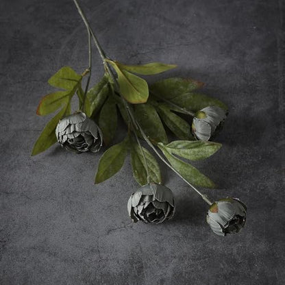 6 Pcs 27" Faux Silk Peony Artificial Flowers Stems for Vase (Dark Gray) - color: Dark Gray