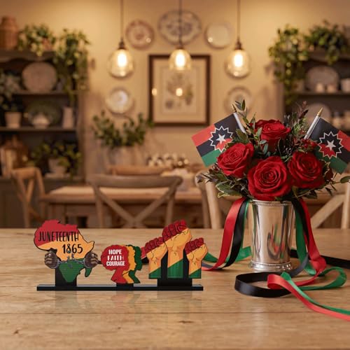 Smile Juneteenth Wooden Decor, Hope Faith Courage Desktop Signs Black History Month Black Pride Gifts - style: Juneteenth