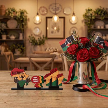 Smile Juneteenth Wooden Decor, Hope Faith Courage Desktop Signs Black History Month Black Pride Gifts - style: Juneteenth