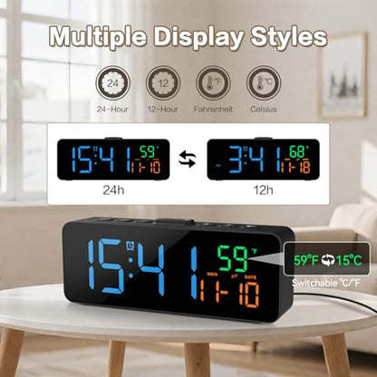 Netzu 3-in-1 Digital Clocks for Living Room, Small & Compact Alarm Clock - color: Blue