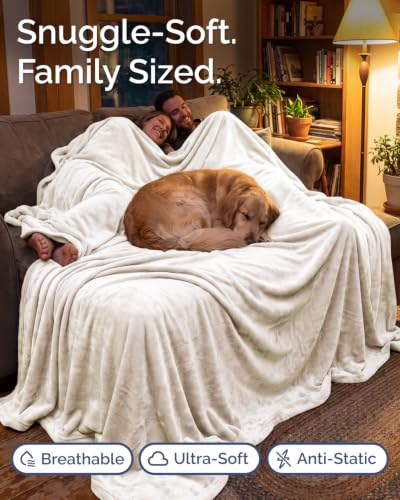 Fleece Blanket Oversized King - Ultra-Soft Flannel Fleece Blanket - Cream - color: 01 - Cream, size: Oversized King (120" x 120")