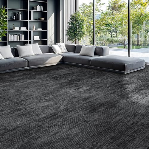 6x9 Washable Area Rug, Black Solid Area Rugs for Living Room & Bedroom - color: Black, size: 6' x 9' (Rectangular)