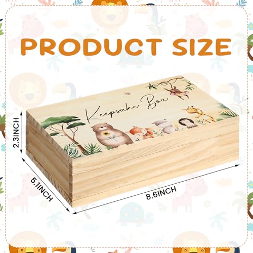 CroBlissful Safari Baby Keepsake Box Wooden Jungle Animals Memory Storage