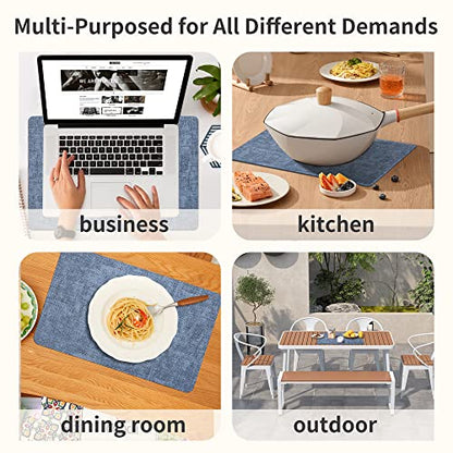 Maxpearl Faux Leather Placemats Set of 6, Easy to Clean, Blue - color: Retro Blue