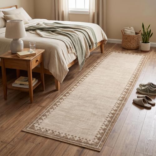 GarveeHome Non Slip 2x10 Hallway Runner Low Pile Washable Neutral Carpet - color: Beige, size: 2'x10' (Runner)