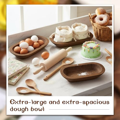 Nuogo 10 Pack 12.5/8.5 Inches Wooden Dough Bowls Bulk Rustic Bowls, Brown - color: Brown, size: 12.5 and 8.5 Inches